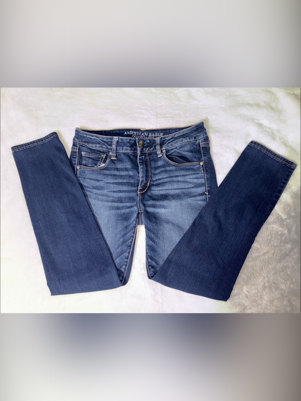 American Eagle Outfitters Women's Blue Straight Leg Stretch Jeans